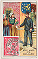 The Mail in Holland, bakery card from the Stamps and Mail Carriers of All Nations series (D73), issued by the Rochester Baking Company, Rochester Baking Company  American, Commercial color lithograph