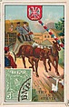 The Mail in Servia, bakery card from the Stamps and Mail Carriers of All Nations series (D73), issued by the Rochester Baking Company, Rochester Baking Company  American, Commercial color lithograph