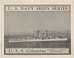U. S. S. Columbus, bakery card from the U. S. Planes and Warships series (D85), Purity Pretzel Company, Commercial lithograph