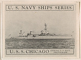 U. S. S. CHICAGO, bakery card from the U. S. Planes and Warships series (D85), Purity Pretzel Company, Commercial lithograph