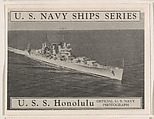 U. S. S. Honolulu, bakery card from the U. S. Planes and Warships series (D85), Purity Pretzel Company, Commercial lithograph