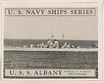 U. S. S. Albany, bakery card from the U. S. Planes and Warships series (D85), Purity Pretzel Company, Commercial lithograph