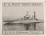 U. S. S. California, bakery card from the U. S. Planes and Warships series (D85), Purity Pretzel Company, Commercial lithograph