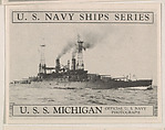 U. S. S. Michigan, bakery card from the U. S. Planes and Warships series (D85), Purity Pretzel Company, Commercial lithograph