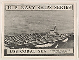 U. S. S. Coral Sea, bakery card from the U. S. Planes and Warships series (D85), Purity Pretzel Company, Commercial lithograph