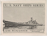 U. S. S. Wisconsin, bakery card from the U. S. Planes and Warships series (D85), Purity Pretzel Company, Commercial lithograph