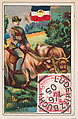 The Mail in German South Africa, bakery card from the Stamps and Mail Carriers of All Nations series (D73), issued by the Rochester Baking Company, Rochester Baking Company  American, Commercial color lithograph
