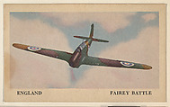 England, Fairey Battle, bakery card from the Warplanes of the World series (D87), Spaulding Bakeries Inc., Commercial color lithograph