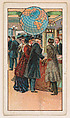 Tour Round the World, In the Travel Bureau, bakery card from the Around the World Series (D92), issued by White Star Bakery, White Star Bakery  American, Commercial color lithograph