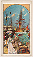 In the harbour of Suez, Departure on board an Austrian-Lloyd liner, bakery card from the Around the World Series (D92), issued by White Star Bakery, White Star Bakery  American, Commercial color lithograph