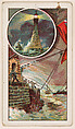 The Eddysone Lighthouse, Lighthouse Keeper, bakery card from the Around the World Series (D92), issued by White Star Bakery, White Star Bakery American, Commercial color lithograph