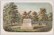 Central Park, Statue of the Indian Hunter, Anonymous, American, 19th century  American, Hand-colored lithograph