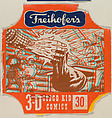 3-D Cisco Kid, No. 30, from the Cisco Kid Comics bread end labels series (D290-5) issued by Freihofers Baking Company, Freihofer Baking Company  American, Commercial color lithograph