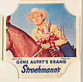 Gene Autry's Brand, Series 1, No. 8, from the Gene Autry's Brand bread end labels series (D290-7) issued by Stroehmann Bread Company, Stroehmann Bread Company, Commercial color lithograph