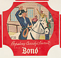 No. 33, from the Hopalong Cassidy bread labels series (D290-8) issued by Bond Bread, Bond Bread, Commercial color lithograph
