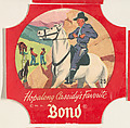 No. 25, from the Hopalong Cassidy bread labels series (D290-8) issued by Bond Bread, Bond Bread, Commercial color lithograph