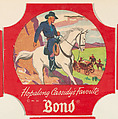 No. 18, from the Hopalong Cassidy bread labels series (D290-8) issued by Bond Bread, Bond Bread, Commercial color lithograph