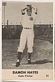 Damon Hayes, Oaks Pitcher, No. 21, from the Oakland Baseball Players (Oaks) series (D317), issued by Sunbeam Bread and Remar Bread, Sunbeam Bread, Commercial color lithograph