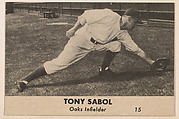 Tony Sabol, Oaks Infielder, No. 15, from the Oakland Baseball Players (Oaks) series (D317), issued by Sunbeam Bread and Remar Bread. (Album 307, page 146), Sunbeam Bread, Commercial color lithograph