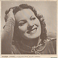 Maureen O'Hara, bakery card from the Film Celebrities series (D31), issued by the Ward Baking Company, Ward Baking Company, Commercial photolithograph