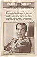 Fred MacMurray, bakery card from the Film Celebrities series (D31), issued by the Ward Baking Company, Ward Baking Company, Commercial photolithograph