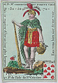 F.e d l'Isle de S.te Cristine from playing cards "Jeu d'Or", Anonymous, French, 18th century French, Etching and hand coloring (watercolor)