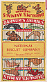 Barnum's Animals Crackers packaging featuring images of Black Panther, Alligator, Gorilla, Giraffe, Antelope, Camel, Walrus, Red Fox; part of the Barnums Animals series (D14), issued by the National Biscuit Company to promote their product, Barnum's Animals Crackers, National Biscuit Company  American, Commercial color lithograph