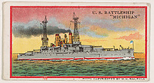 U.S. Battleship Michigan, from the Navy Caramels series (E3) for the American Caramel Company, W. H. Rau American, Commercial color lithograph