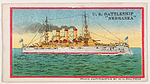 U.S. Battleship Nebraska, from the Navy Caramels series (E3) for the American Caramel Company, W. H. Rau American, Commercial color lithograph