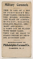 Example of Philadelphia Caramel Company Card Verso, from the Military Caramels series (E5), Philadelphia Caramel Co., Camden, New Jersey or by American, Commercial color lithograph