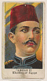 Abbas II, Khedive of Egypt, from the Rulers series (E6) for The Lauer & Suter Co., The Lauer & Suter Co., Baltimore American, Commercial color lithograph