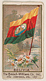 Flag of Bolivia, from the Flags series (E17, Type A) for Breisch-Williams Co., Inc., The Breisch-Williams Co., Inc., Oxford, Pennsylvania  American, Commercial color lithograph