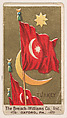 Flag of Turkey, from the Flags series (E17, Type A) for Breisch-Williams Co., Inc., The Breisch-Williams Co., Inc., Oxford, Pennsylvania  American, Commercial color lithograph
