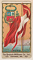 Flag of Peru, from the Flags series (E17, Type A) for Breisch-Williams Co., Inc., The Breisch-Williams Co., Inc., Oxford, Pennsylvania  American, Commercial color lithograph