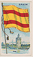 Flag of Spain, from the Flags of All Nations series (E18, Type A) issued by Williams Caramel Company to promote Williams Caramel, The Williams Caramel Company, Oxford, Pennsylvania American, Commercial color lithograph
