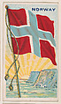 Flag of Norway, from the Flags of All Nations series (E18, Type A) issued by Williams Caramel Company to promote Williams Caramel, The Williams Caramel Company, Oxford, Pennsylvania American, Commercial color lithograph