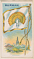 Flag of Burmah, from the Flags of All Nations series (E18, Type A) issued by Williams Caramel Company to promote Williams Caramel, The Williams Caramel Company, Oxford, Pennsylvania American, Commercial color lithograph