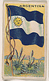 Flag of Argentina, from the New Flags series (E18, Type B) issued by Charles F. Adams Manufacturing Confectioner, Charles F. Adams, Manufacturing Confectioner, Lancaster, Pennsylvania  American, Commercial color lithograph