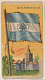 Flag of Nicaragua, from the Flagum series (E18, Type D) issued by the American Chewing Products Corp., American Chewing Products Corp., Newark, New Jersey  American, Commercial color lithograph