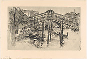 The Rialto, Venice, Frank Duveneck  American, Etching, printed with plate tone