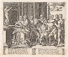 Plate 4: Psyche's father consulting the Oracle, accompanied by another king, from "The Story of Cupid and Psyche as told by Apuleius", Agostino Veneziano (Agostino dei Musi) Italian, Engraving