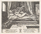Plate 9: Cupid and Psyche on a bed, from "The Story of Cupid and Psyche as told by Apuleius", Master of the Die Italian, Engraving