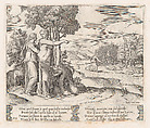 Plate 23: Psyche on the order of Venus departing to find the golden fleece, from "The Story of Cupid and Psyche as told by Apuleius", Master of the Die Italian, Engraving