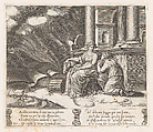 Plate 27: Proserpine gives Psyche the box of beauty, from "The Story of Cupid and Psyche as told by Apuleius", Master of the Die  Italian, Engraving
