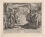 Plate 35: The Batavians Become Afraid and Begin Peace Talks, from The War of the Romans Against the Batavians, Antonio Tempesta  Italian, Etching, first state of two, issue 1 (Bartsch)