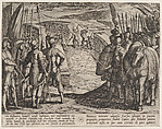 Plate 35: The Batavians Become Afraid and Begin Peace Talks, from The War of the Romans Against the Batavians (Romanorvm et Batavorvm Societas), Antonio Tempesta  Italian, Etching, first state of two, issue 1 (Bartsch)