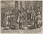 Plate 18: Secret Meeting of Civilis with Other Leaders from Trier, from The War of the Romans Against the Batavians (Romanorvm et Batavorvm societas), Antonio Tempesta  Italian, Etching, first state of two, issue 1 (Bartsch)