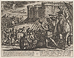 Plate 16: Roman Captives Before the Old Fortress, from The War of the Romans Against the Batavians (Romanorvm et Batavorvm societas), Antonio Tempesta  Italian, Etching, first state of two, issue 1 (Bartsch)