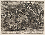 Plate 31: Civilis Forced to Dismount and Swim Across the River, from The War of the Romans Against the Batavians (Romanorvm et Batavorvm societas), Antonio Tempesta  Italian, Etching, first state of two, issue 1 (Bartsch)