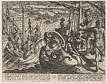Plate 33: Dutch and Roman Flotillas on the Rhine, from The War of the Romans Against the Batavians (Romanorvm et Batavorvm societas), Antonio Tempesta  Italian, Etching, first state of two, issue 1 (Bartsch)